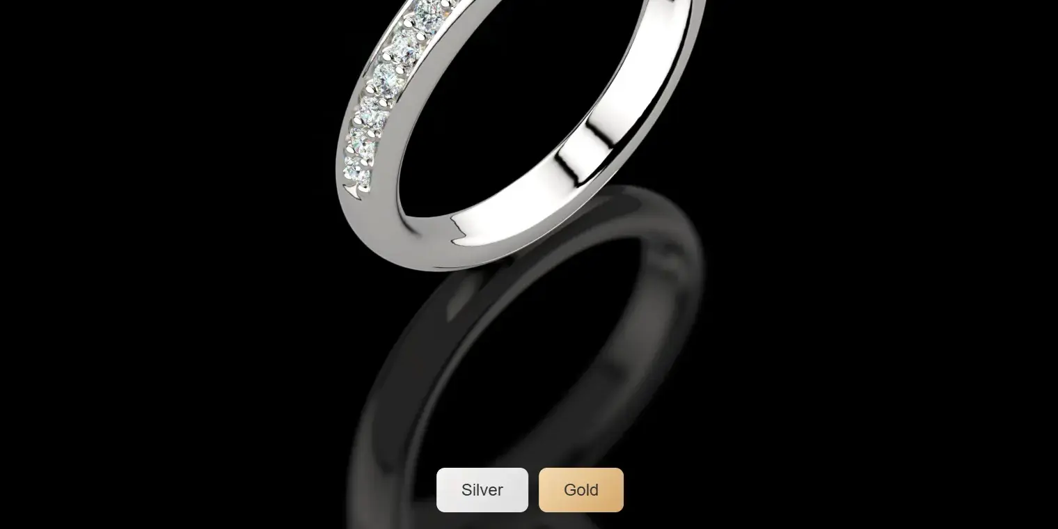Interactive ring configurator with Silver and Gold buttons