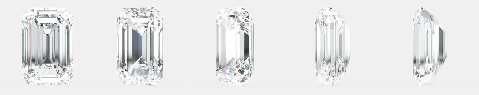 Emerald cut at five angles of rotation