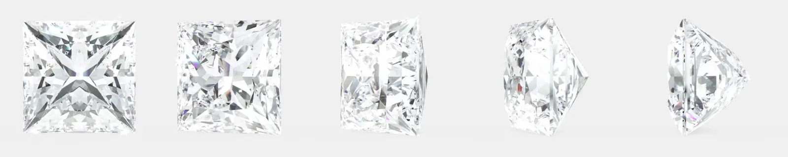 Princess cut at five angles of rotation
